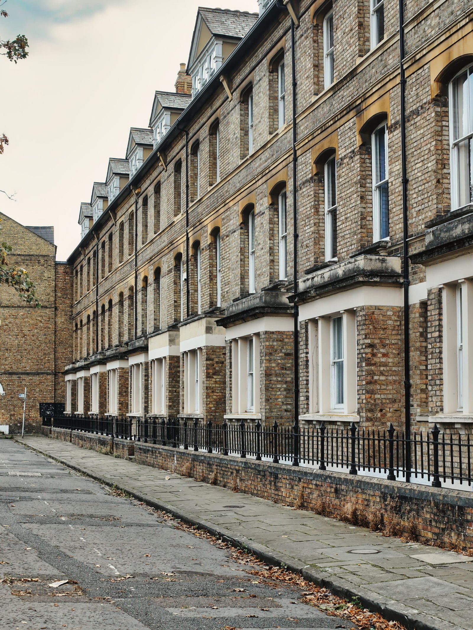Victorian brick terraced houses on a British street